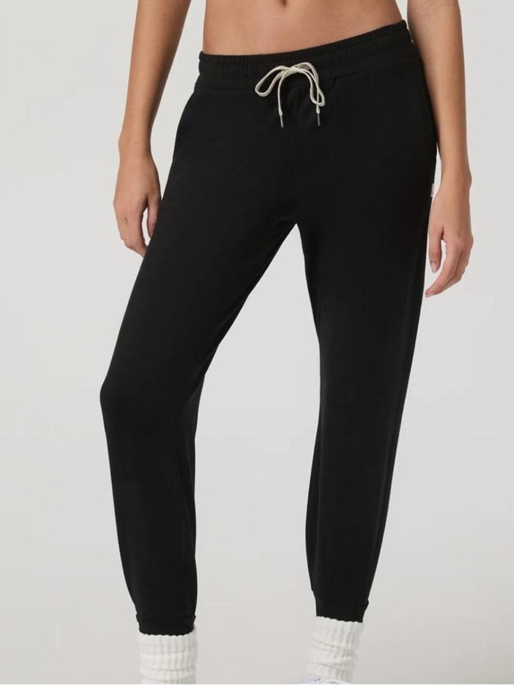 Vuori Black Drawstring Joggers with Contrast Tie